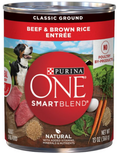 Purina ONE SmartBlend Classic Ground Beef & Brown Rice Entrée Adult Can