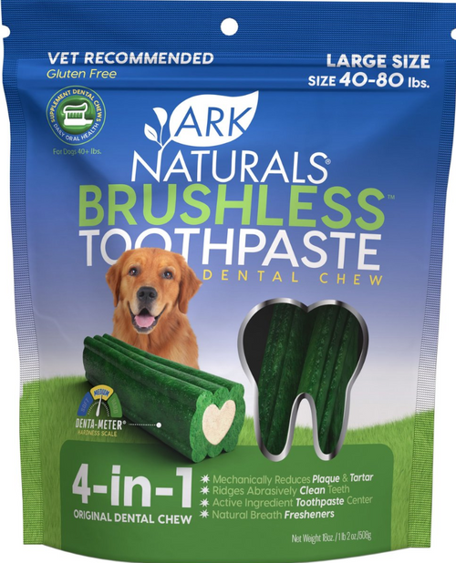 Ark Naturals Brushless Toothpaste Large Gluten-Free Dental Dog Treats