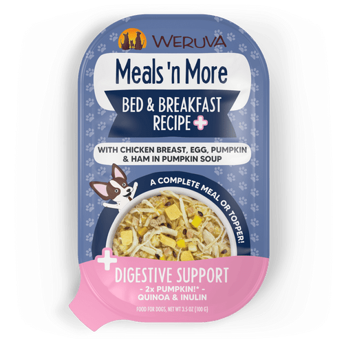 Weruva Meals 'N More Bed & Breakfast + Digestive Support with Chicken Breast, Egg, Pumpkin & Ham in Pumpkin Soup Wet Dog Food