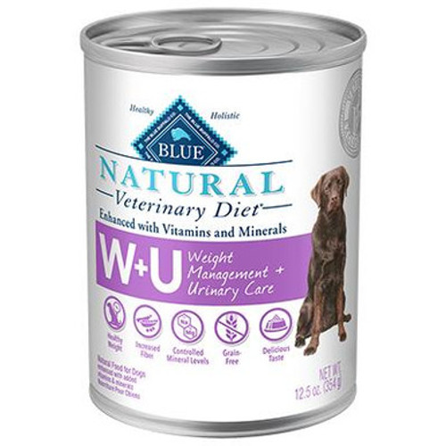 BLUE Natural Veterinary Diet W+U Weight Management + Urinary Care for Dogs- Canned
