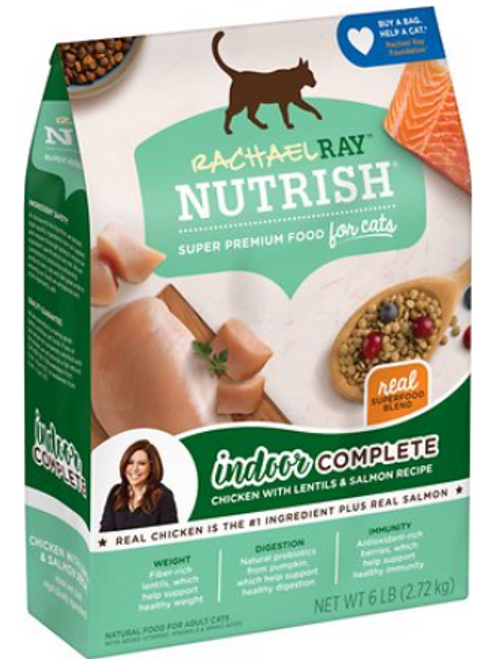 Rachael Ray Nutrish Indoor Complete Chicken With Lentils & Salmon Recipe Dry Cat Food