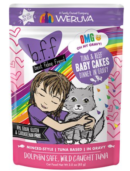 Weruva B.F.F. Oh My Gravy Baby Cakes Tuna & Beef Dinner In Gravy Grain-Free Wet Cat Food