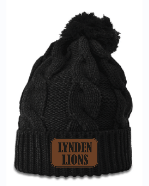 LHS Football 2026 Leather Patch Chunky Knit Beanies