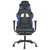  Massage Gaming Chair with Footrest Black&Blue Faux Leather A949-345411