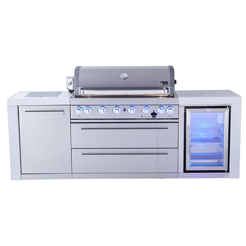 Mont Alpi 805 Deluxe Island with Fridge Cabinet, Infrared Side Burner - 93"
