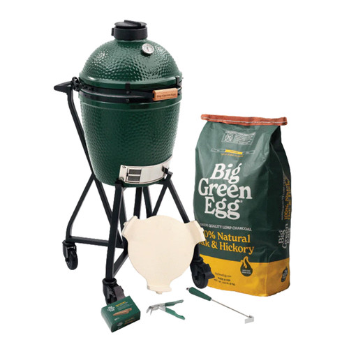 Big Green Egg Medium Charcoal Kamado Package with IntEGGrated Nest & Handler