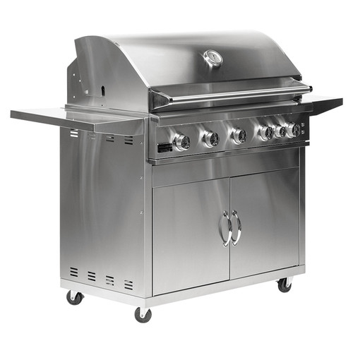 Broilmaster B-Series Fully Loaded 40" Cart Model Gas Grill, 5 Burner, Rear IR Burner, LED Control Knobs