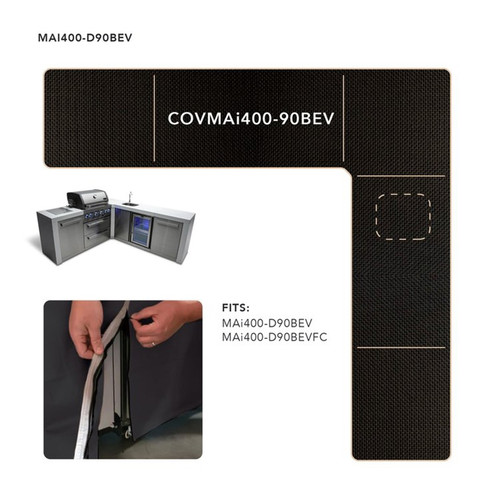 Mont Alpi Cover for 400 L-Shaped Island with 90 Degree Corner and Beverage Center