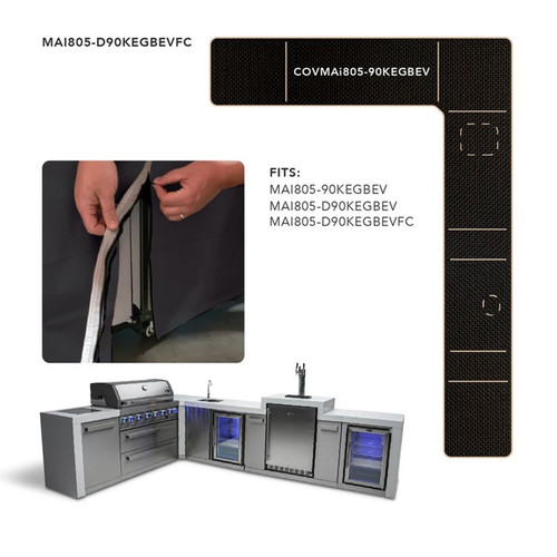 Mont Alpi Cover for 805 L-Shaped Island with 90 Degree Corner, Kegerator and Beverage Center