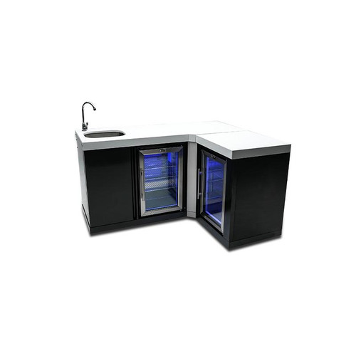 Mont Alpi Black Stainless Steel Beverage Center with 90 Degree Corner and Fridge Cabinet