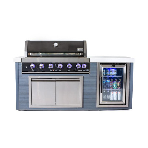 Mont Alpi 6-Burner Black Stainless Steel Artwood Island - 78.5"