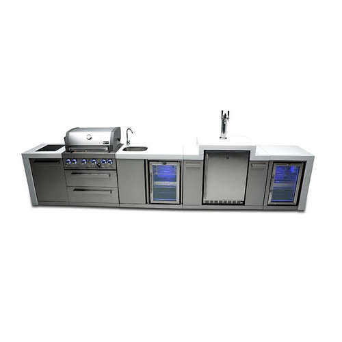 Mont Alpi 400 Deluxe Island with Kegerator, Beverage Center and Fridge Cabinet - 168"