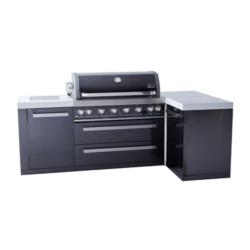 Mont Alpi 805 Black Stainless Steel L-Shaped Island with 90 Degree Corner