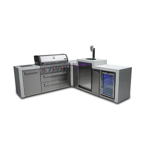 Mont Alpi 805 Deluxe L-Shaped Island with 90 Degree Corner, Kegerator and Fridge Cabinet