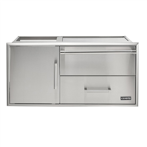 Coyote 42" Access Door with Storage & Warming Drawer Combo