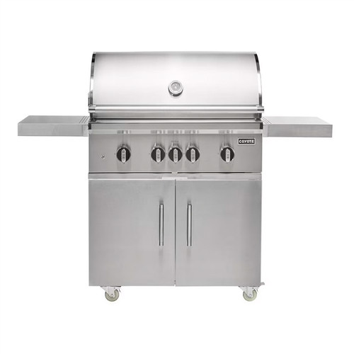 Coyote 36" SL-Series 5 Burner Gas Grill on Cart, Infinity Burners, Infrared Rotisserie Burner