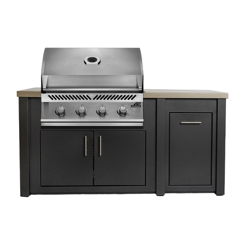 BBQ Authority 71" Outdoor Kitchen Island with Napoleon 32" Built-in 500 Series Gas Grill, Champagne / Silver Mist