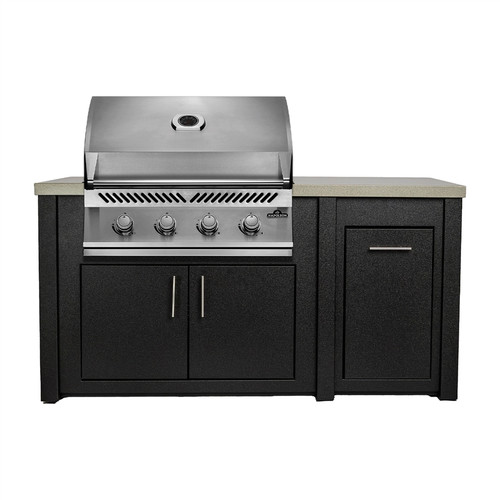 BBQ Authority 71" Outdoor Kitchen Island with Napoleon 32" Built-in 500 Series Gas Grill, Granite / Graphite