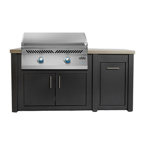 BBQ Authority 71" Outdoor Kitchen Island with Napoleon 32" Built-in 700 Series Gas Griddle, Champagne / Silver Mist