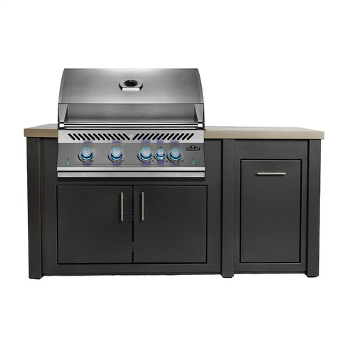 BBQ Authority 71" Outdoor Kitchen Island with Napoleon 32" Built-in 700 Series Gas Grill, Champagne / Silver Mist