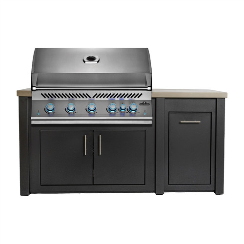 BBQ Authority 71" Outdoor Kitchen Island with Napoleon 38" Built-in 700 Series Gas Grill, Champagne / Silver Mist