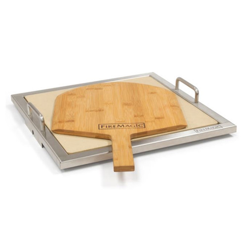 Fire Magic Pizza Stone Kit with Wooden Pizza Peel
