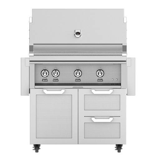Hestan 36-in Outdoor Grill on Double Drawer/Door Cart with Rotisserie Kit