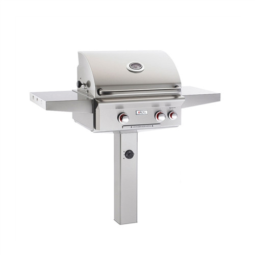 AOG 24-in In-Ground Post Mount Grill "T" Series with Backburner and Rotisserie Kit - Natural Gas