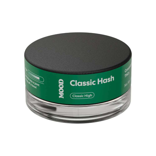 Classic THCa hash 1.5g showing dense, dark compressed texture with rich traditional appearance