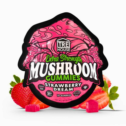 TRE House Strawberry Dream Extra Strength Magic Mushroom Gummies 10 ct pouch at Master Dispensary