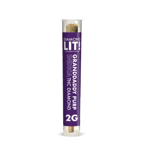 LIT Granddaddy Purp 2g THC diamond infused indica pre-roll tube