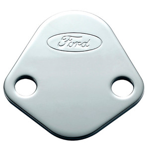 Ford Fuel Pump Block-Off Plate Chrome W/Ford Logo