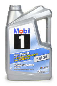 Mobil 1 5W20 High Mileage Oil 5 Qt Bottle