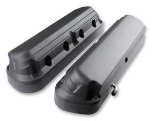 Holley 2-Piece Alm Valve Cover Set Gm Ls Black Finish