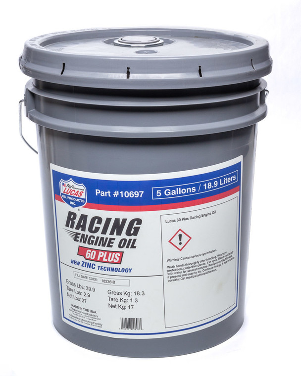 Lucas Oil Sae 60 Plus Racing Motor Oil 5 Gallon Pail