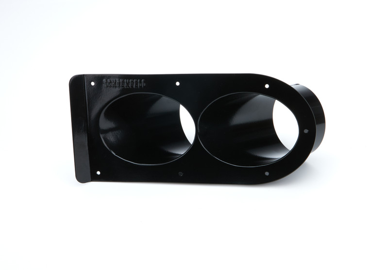 Schoenfeld Pipe Shield Black Dual Outlet 3-1/2In 45 Degree