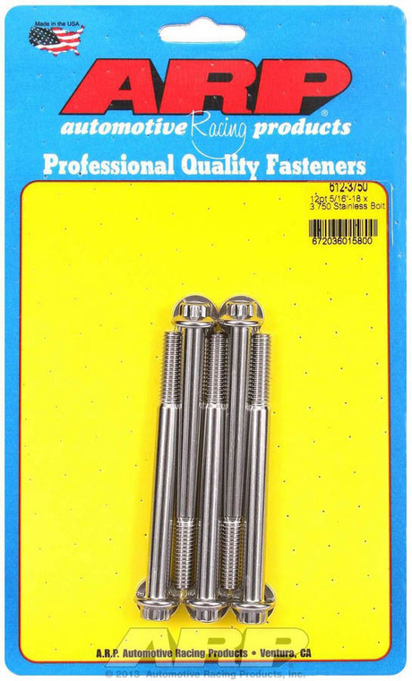 Arp S/S Bolt Kit - 12Pt. (5) 5/16-18 X 3.750