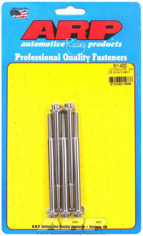 Arp S/S Bolt Kit - 12Pt. (5) 1/4-20 X 4.000
