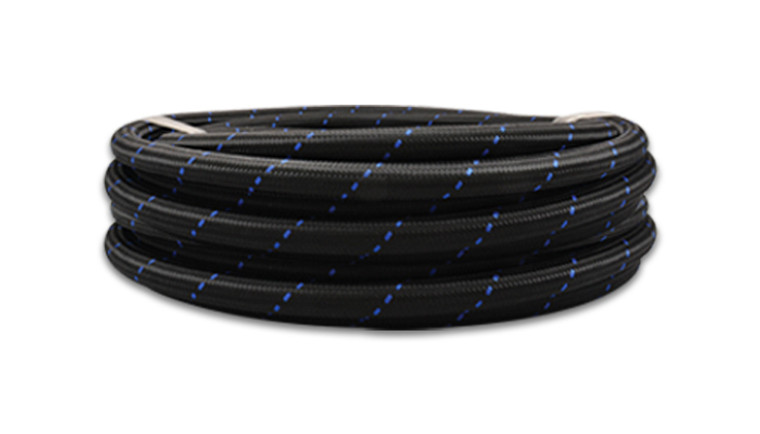 Vibrant Performance 10Ft Roll -6 Black Blue Nylon Braided Flex Hose