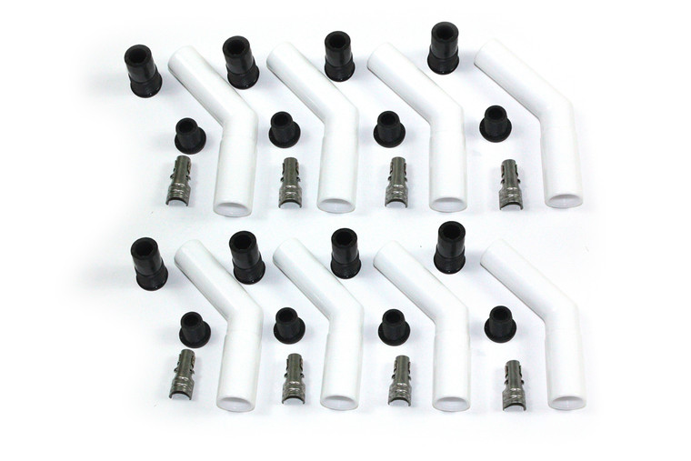 Pertronix Ignition Ceramic Spark Plug Boot Kit 45-Deg 8Pk White