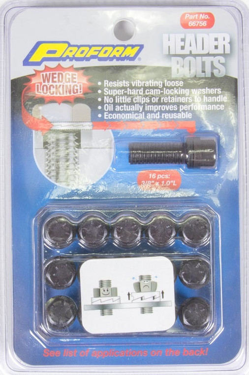 Proform Wedge Locking Header Bolts 3/8In X 1In 16Pcs.