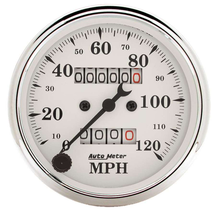 Autometer Old Tyme White 3 1/8In 120Mph Mech. Speedo