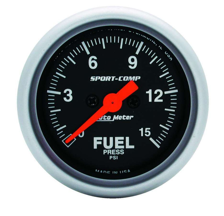 Autometer Sport Comp 2 1/16In Fuel 0-15 Psi Elec.