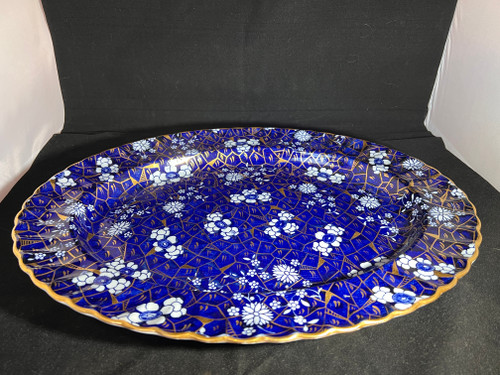 Antique W.T. Copeland Blue and Gold Platter