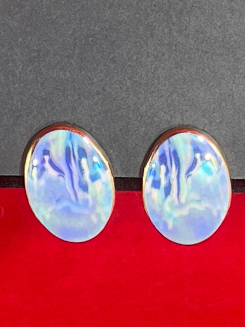 Blue Impressionist Clip Earrings