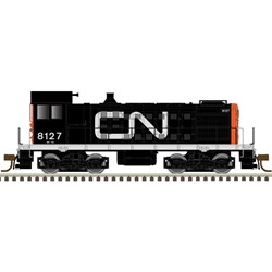 Locomotive, diesel, ALCo S-2, CN #8127, black, red ends, noodle