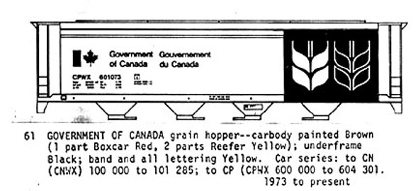 Decal, hopper car, grain, Government of Canada, brown