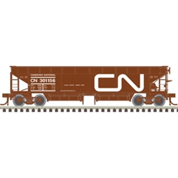 Hopper car, ballast, Hart 70 ton, CN, brown, noodle (x3)