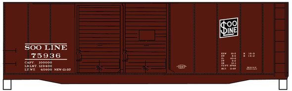 Boxcar kit, 40', double-door, AAR, SOO, $ logo