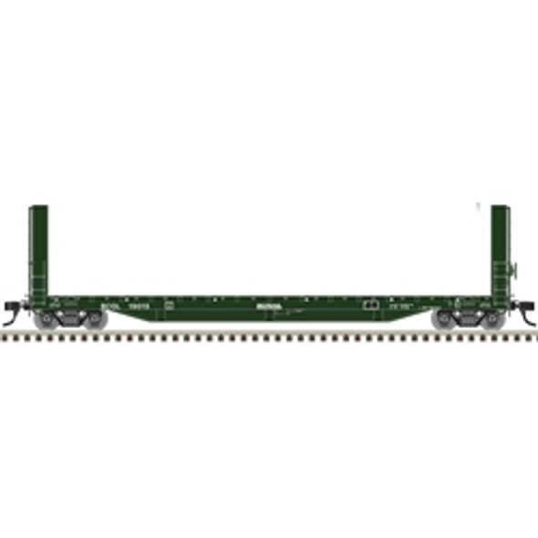 Flatcar, bulkhead, 51' 6", BCOL, green